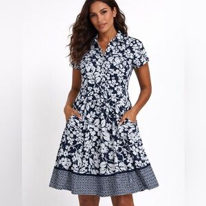 Tommy Hilfiger Floral Linen Viscose Blend Short Sleeve Dress Women’s XL NWT